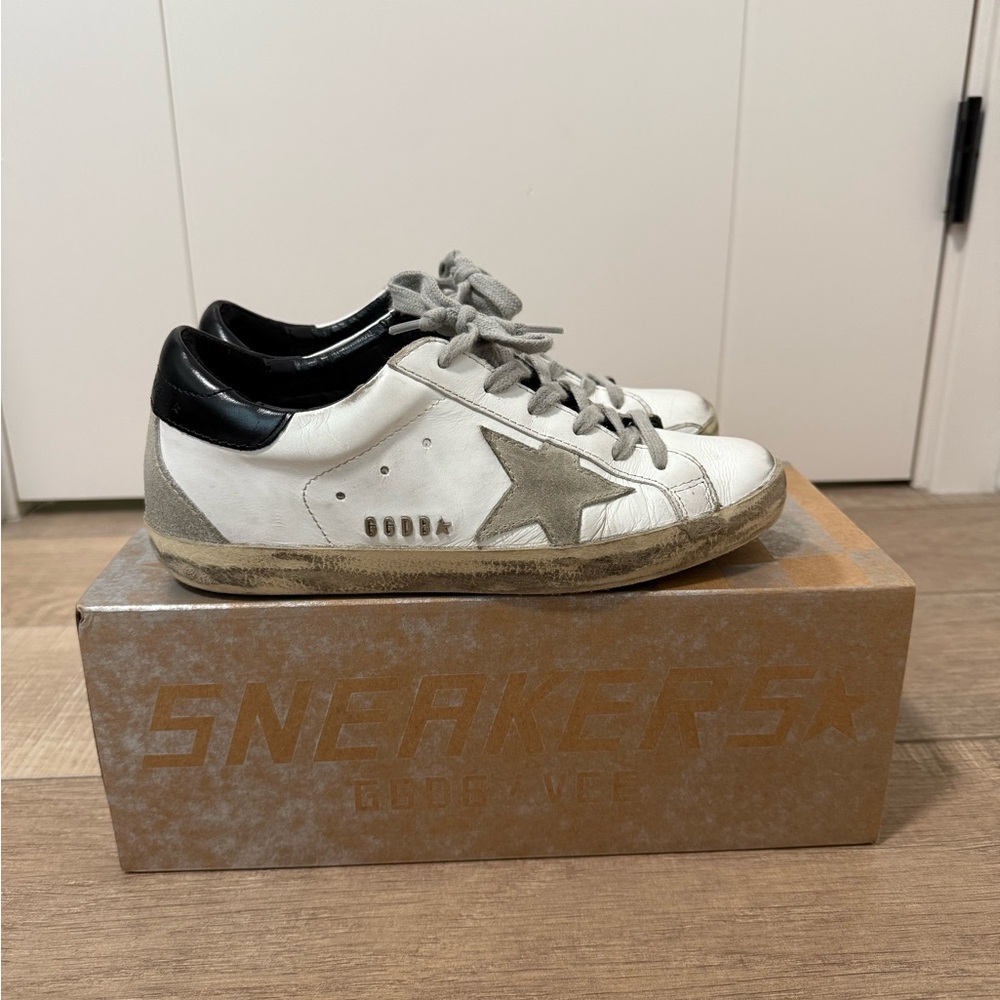 Golden Goose White and Black Star Sneakers - Picture 2 of 7